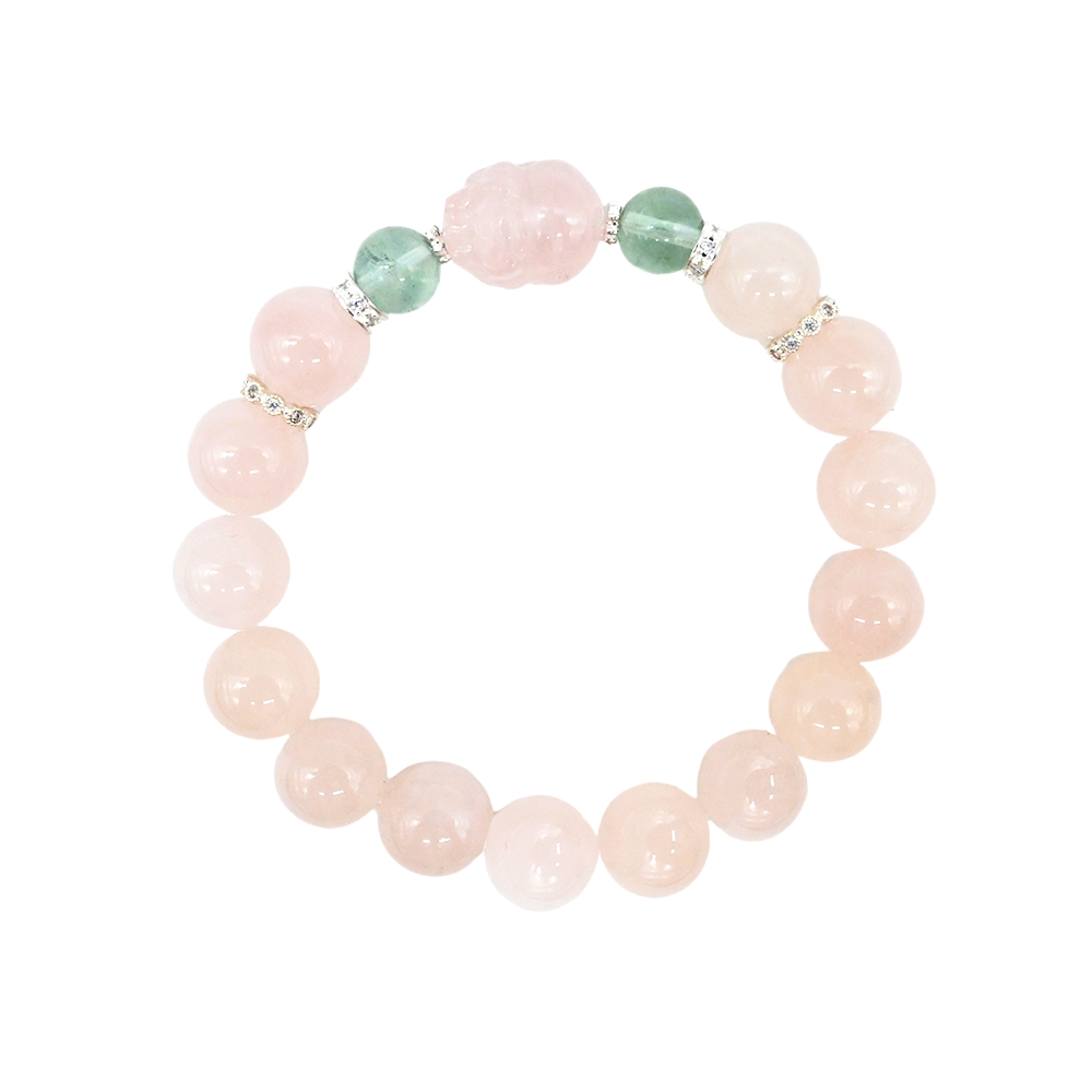 Bracelet porte-bonheur en quartz rose