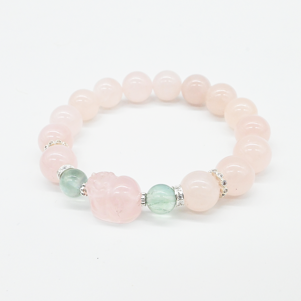 Bracelet porte-bonheur en quartz rose